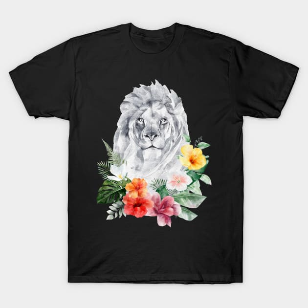 Floral Wild Lion Leo Animal Spirit Costume Wildlife Rescue T-Shirt by PinkyTree